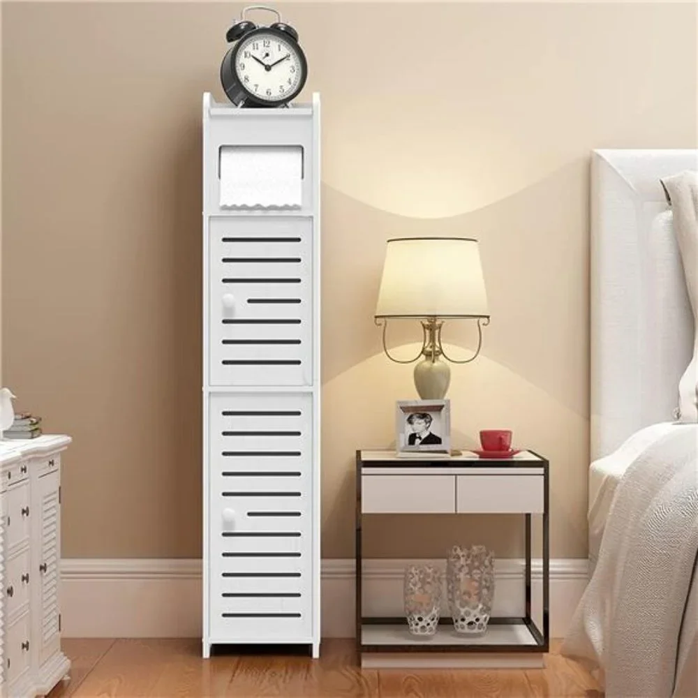 Bathroom Storage Cabinet with 2 Doors and 2 Shelves, W5.9 x D6.2 x H31.5, 4Tier